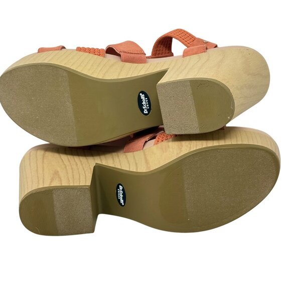 Dr. Scholls Blossom Orange Strappy Sandal Faux Wood Block Heel Womens Size‎ 10M - Picture 9 of 10